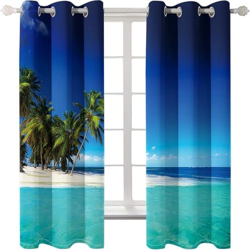 Coconut Tree Curtains Set 2 Panels Blackout Kitchen Bedroom