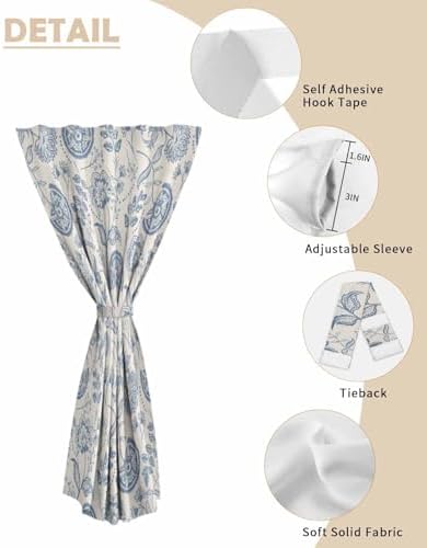 Yomandocix Spring Floral Self Adhesive Curtains 59x63 Inches