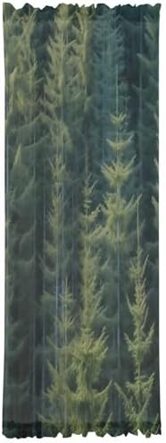 Green Pine Trees French Door Curtain