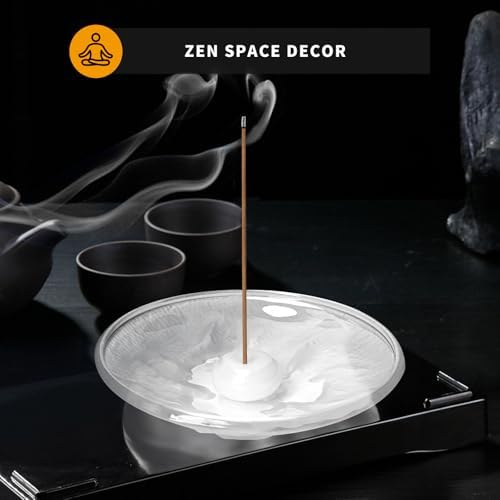 Snow Mountain Glass Incense Holder with 3D Design and Frosted Texture