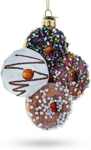 Festively Decorated Donut Glass Christmas Ornament