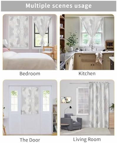 Grey Ombre Marble Self Adhesive Portable Curtains for Windows