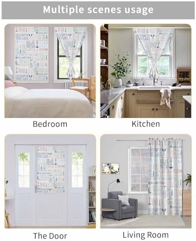 Coastal Nautical Self Adhesive Blackout Curtains 59x84 Inches
