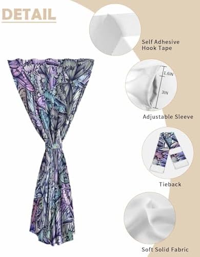 Purple Blue Teal Butterfly Self Adhesive Curtains for Windows
