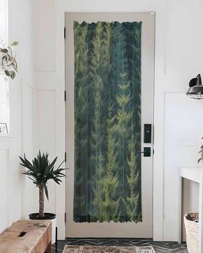 Green Pine Trees French Door Curtain