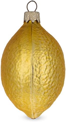 Lemon with Leaf Glass Christmas Ornament 37 Inches