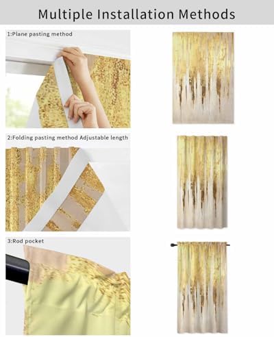 Abstract Gold Self Adhesive Privacy Curtains for Windows and Doors