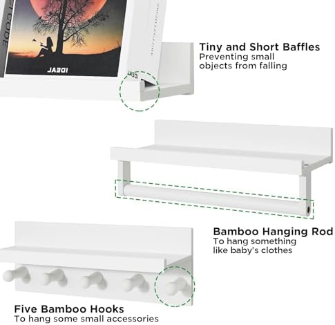 Ollieroo Set of Four Floating Book Shelves White