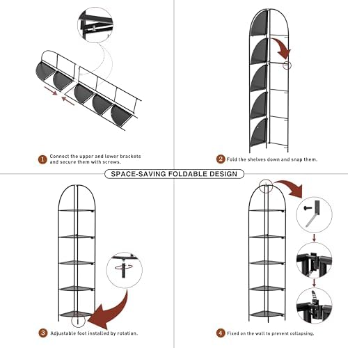 Crofy Foldable 5 Tier Corner Shelf Unit