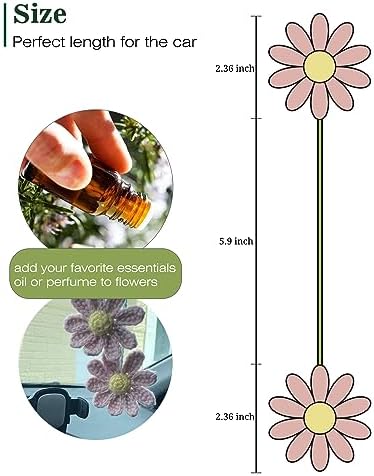 Crochet Daisy Car Accessory Hanging Charm Pink