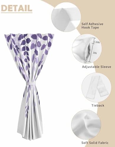 Yomandocix Purple Ombre Self Adhesive Blackout Curtains 35x48 Inches