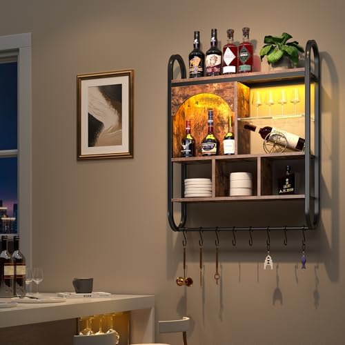 29 Inch Kitchen Shelves Wall Mounted with Lights 4 Tier