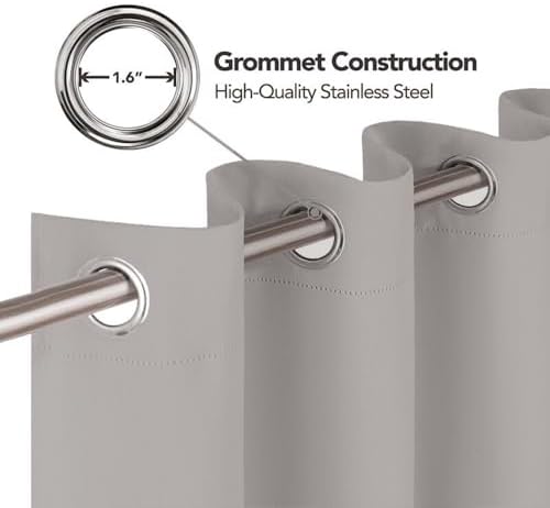 AiFish Grey Grommet Door Curtain 78 Inch Thermal Insulated Panel