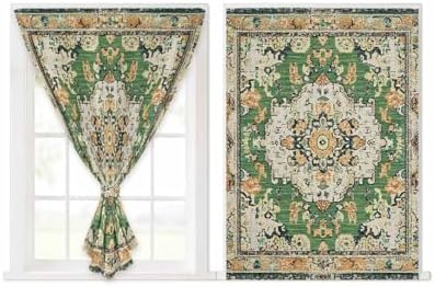 Green Boho Self Adhesive Blackout Curtains 47x63 Inches