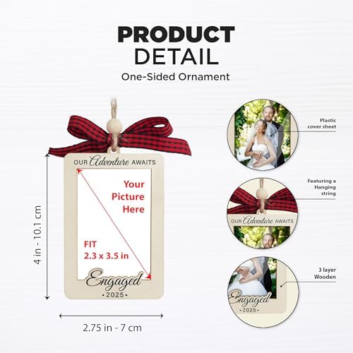 2025 Engagement Photo Frame Ornament With Plastic Cover