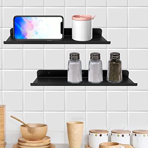 Matte Black Floating Wall Shelf 2 Pack