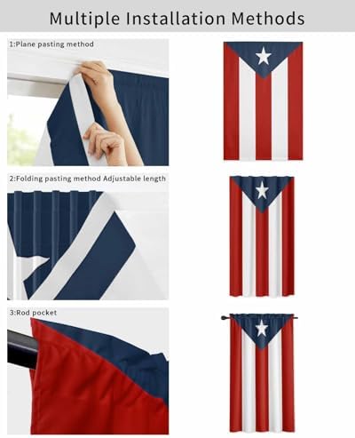 Yomandocix National Flag Puerto Rico Self Adhesive Curtains for Windows
