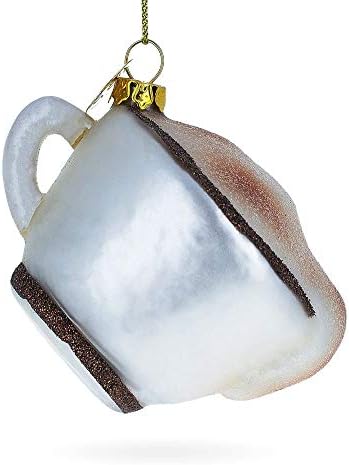 Steaming Cappuccino Cup Blown Glass Christmas Ornament 1