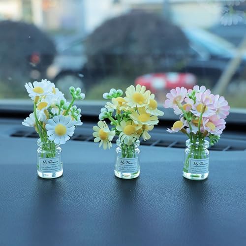 3PCS Mini Car Accessories Cute Daisy Flower Decor