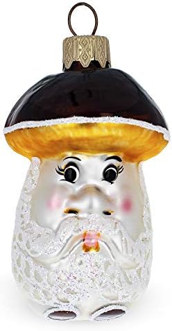 Mushroom Grandpa Glass Christmas Ornament 1