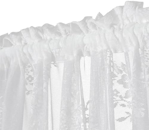 Lace French Door Curtain 25x72 Inch Rose Pattern White