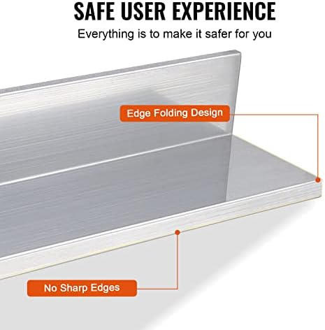 Happybuy 86 x 24 Stainless Steel Floating Shelf with Backsplash