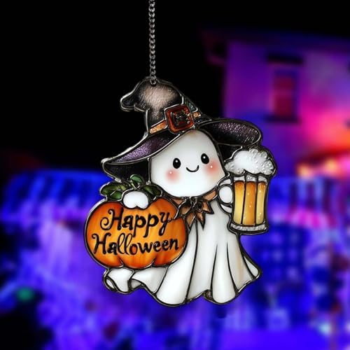 4PCS Halloween Ghost Hanging Ornament with Pumpkin and Beer Cup