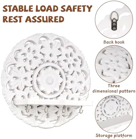Multipurpose Floating Wall Shelf with Key Hooks