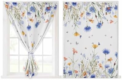 Spring Floral Self Adhesive Portable Curtains for Windows
