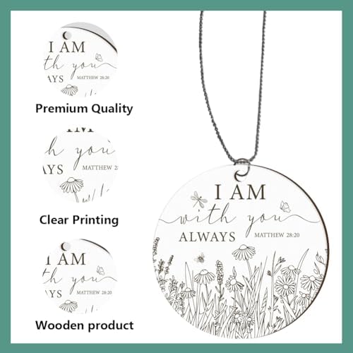 PLIGREAT Floral Car Hanging Ornament with I Am with You Always Message