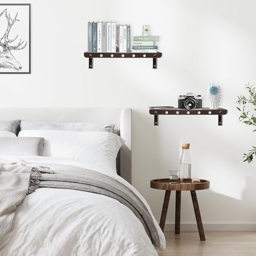 Modern Floating Shelves Set of 2 with Hooks and Storage