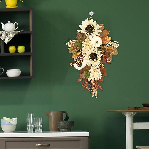 Generic Harvest Pumpkin Swag with Autumn Leaves 60cm