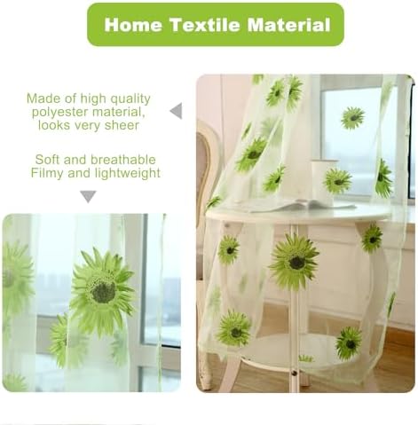 Ufurty Sunflower Floral Sheer Curtain Panels 2PCS