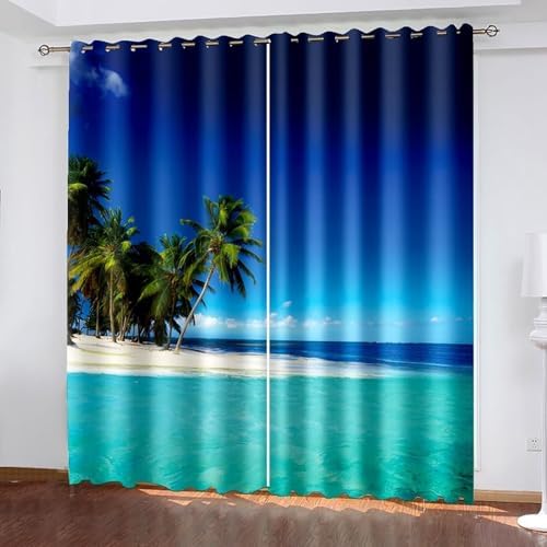 Coconut Tree Curtains Set 2 Panels Blackout Kitchen Bedroom
