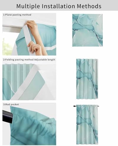 Turquoise Self Adhesive Blackout Curtains for Windows and Doors