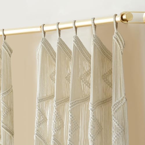 IOWER Macrame Curtains 2 Panels 50x75 3mm Cotton Boho Decor