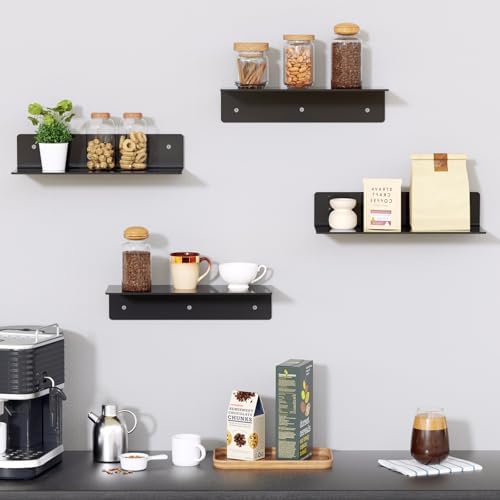 12 Inch Black Acrylic Floating Shelves 4 Pack
