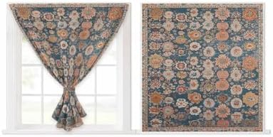 Blue Flower Print Self Adhesive Blackout Curtains for Windows