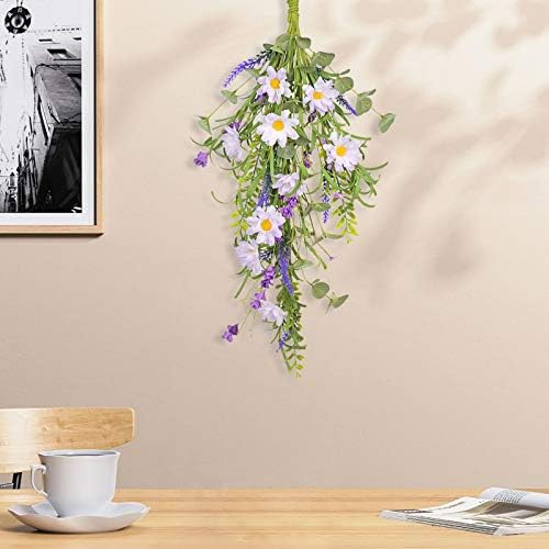 Artificial Daisy Teardrop Wreath for Front Door