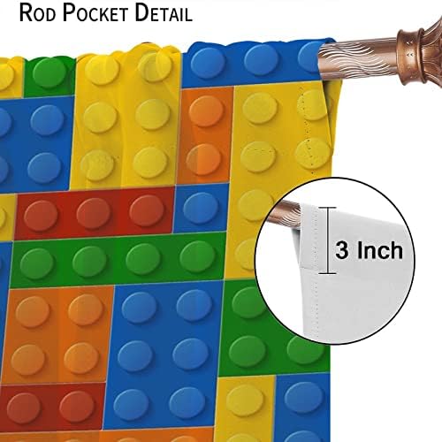 Colorful Building Blocks Toy Curtains with Rod Pocket