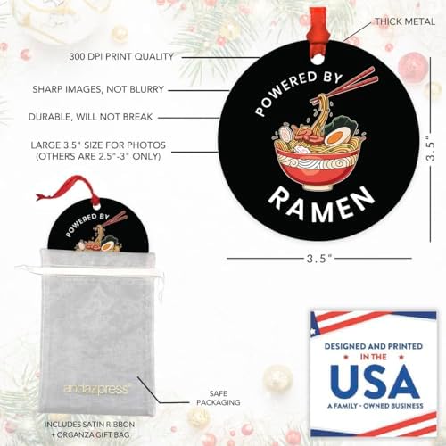 Andaz Press 35 Inch Metal Ramen Christmas Ornament