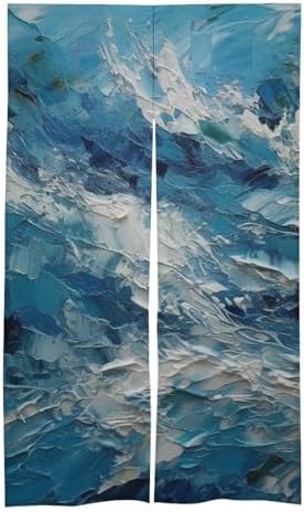 Japanese Noren Blue and White Door Curtain 34x57 Inches