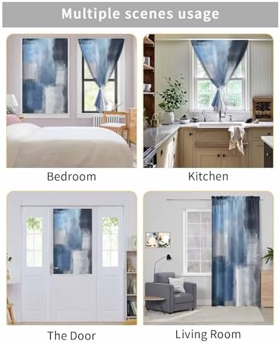 Abstract Blue Self Adhesive Portable Curtains for Windows