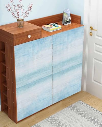 Gradient Aqua Blue Self Adhesive Curtains for Windows