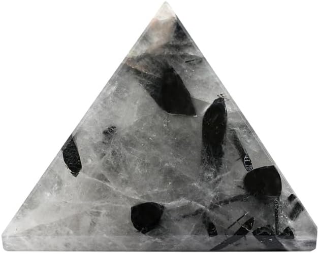 SMIBZE Natural Black Rutilated Quartz Pyramid 1 Inch 1 Pcs