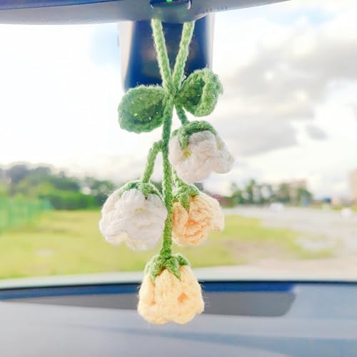 Lily of The Valley Flower Car Mirror Hanging Accessory Yellow White