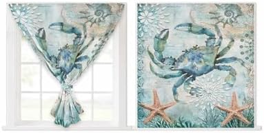 Coastal Crab Self Adhesive Room Darkening Curtains for Windows