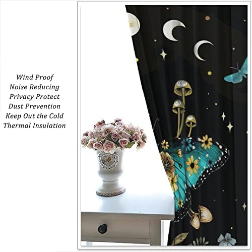 Butterfly Moth Window Curtains - Retro Mushroom Boho Decor