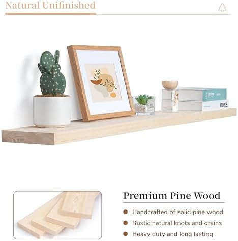 Marsmiles 48 Inch Natural Wood Floating Shelf Set