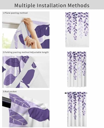Yomandocix Purple Ombre Self Adhesive Blackout Curtains 35x48 Inches